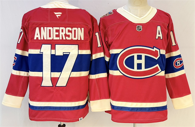 Men's Red Montreal Canadiens #17 Josh Anderson 2026-27 With A Patch Stitched Jersey